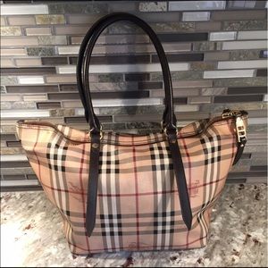 USED BURBERRY HAYMARKET TOTE